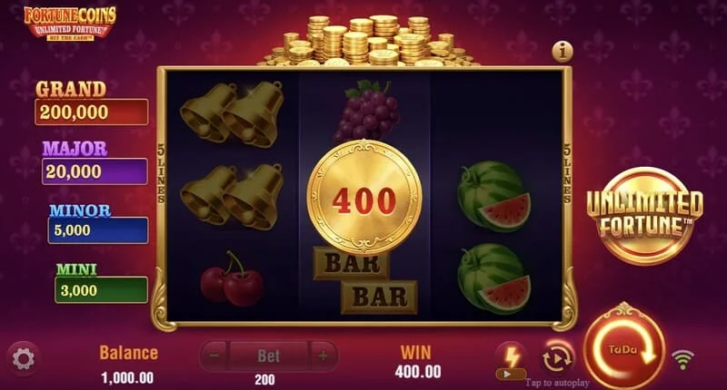 Fortune Coins Unlimited Fortune – runda monet Lock & Respin z zatrzymaniem monet